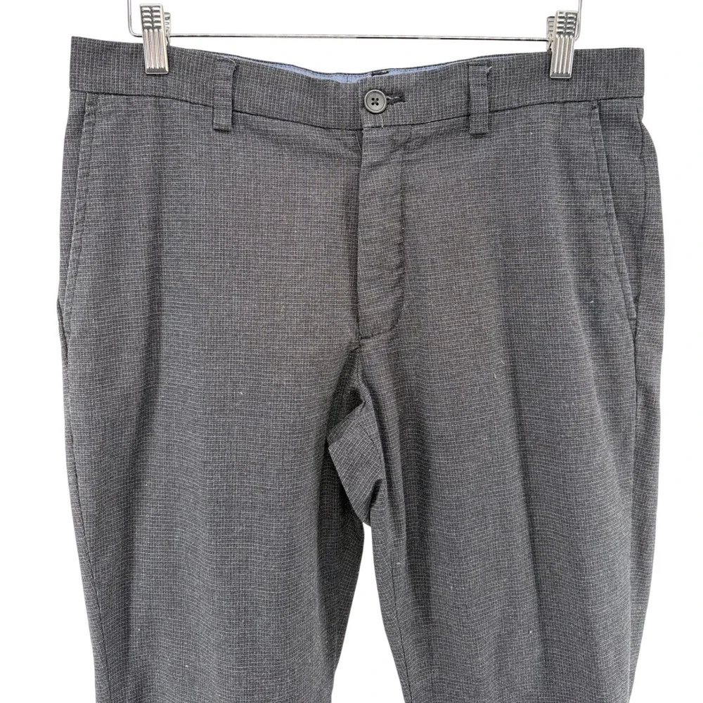 Banana‎ Republic Aiden Fit Mens Chinos 33x34 Dark Gray Micro Check Slim Pants